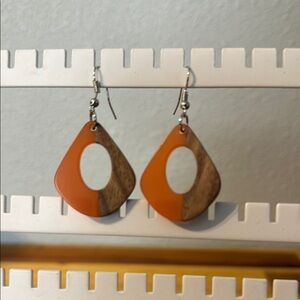 Orange and Brown Geometric Earrings
